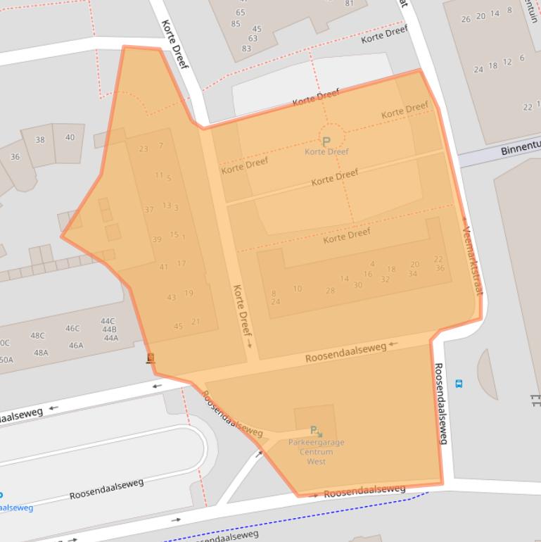 Kaart van postcodegebied 4875AB.