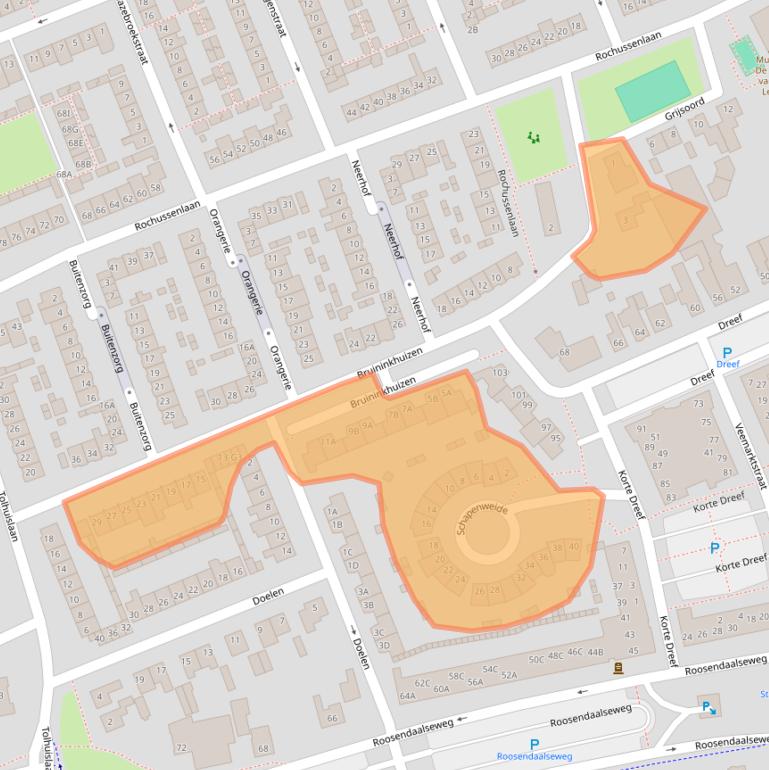 Kaart van postcodegebied 4875AE.
