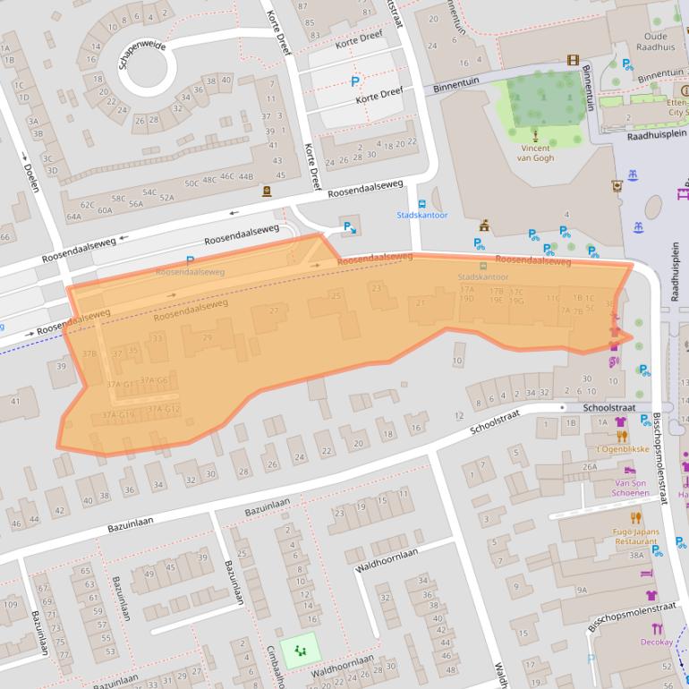 Kaart van postcodegebied 4876AA.
