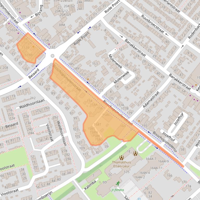 Kaart van postcodegebied 4876AR.