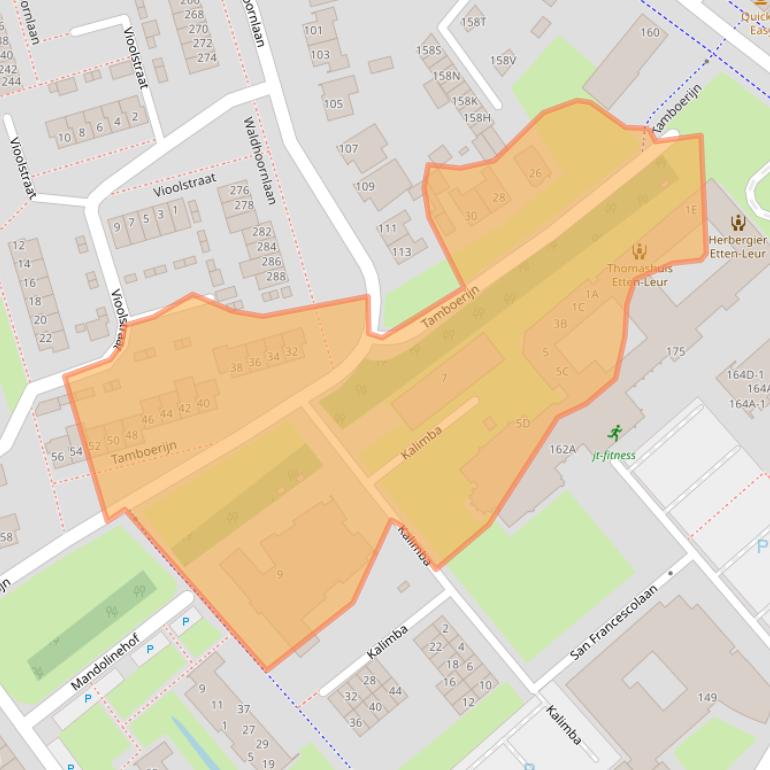 Kaart van postcodegebied 4876BS.