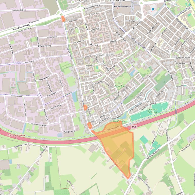 Kaart van postcodegebied 4876NA.