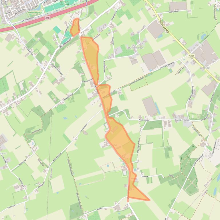 Kaart van postcodegebied 4876NJ.