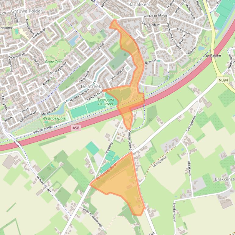 Kaart van postcodegebied 4876NK.