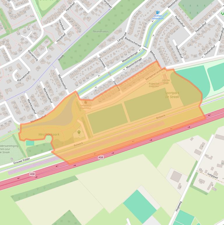 Kaart van postcodegebied 4876NT.