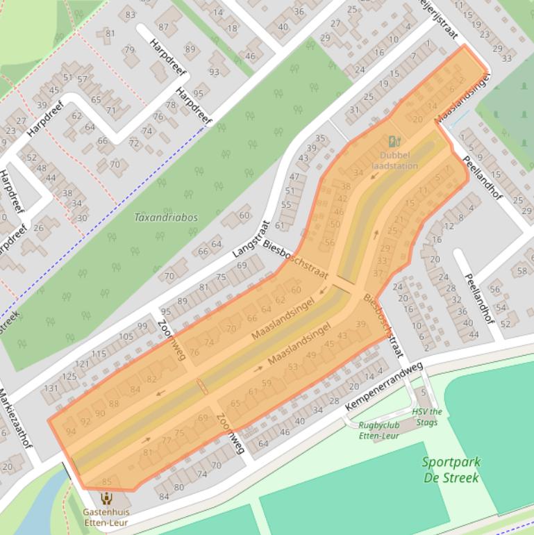 Kaart van postcodegebied 4876WC.