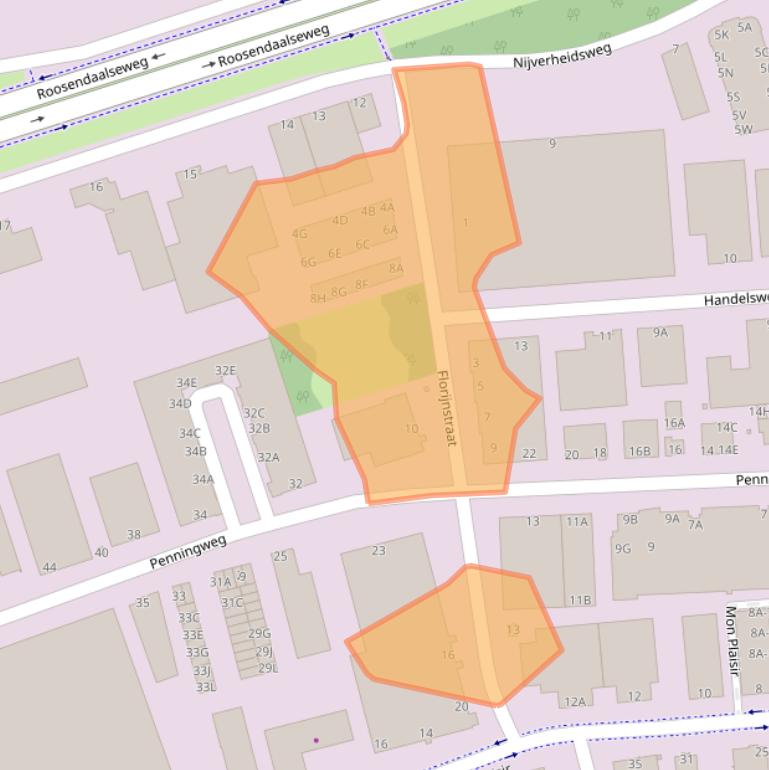 Kaart van postcodegebied 4879AH.