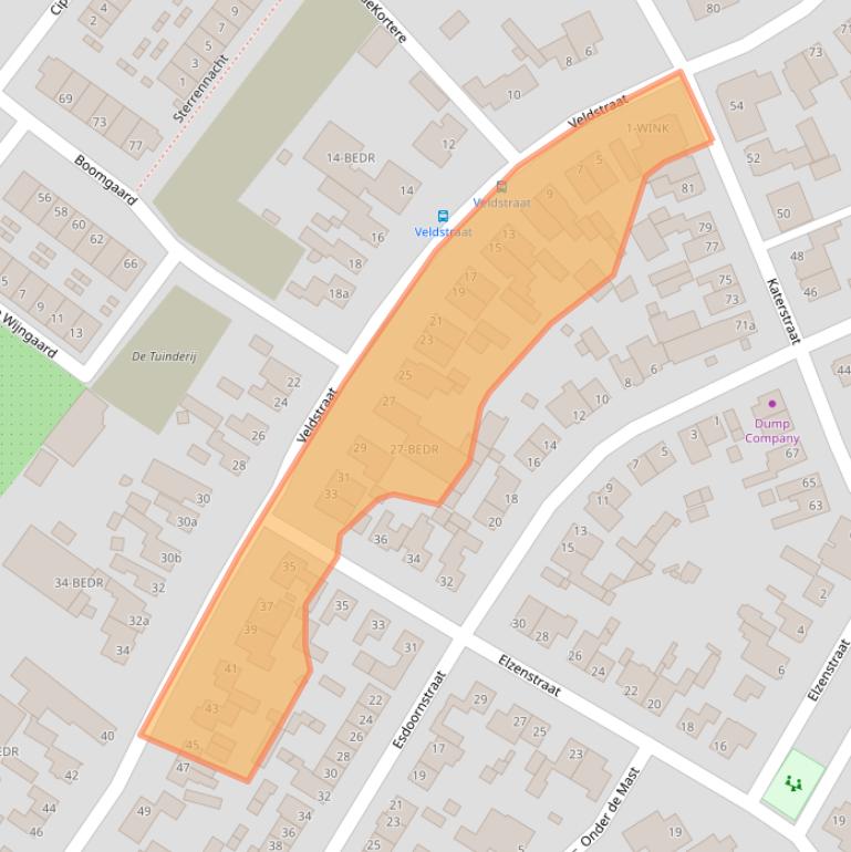 Kaart van postcodegebied 4881BA.