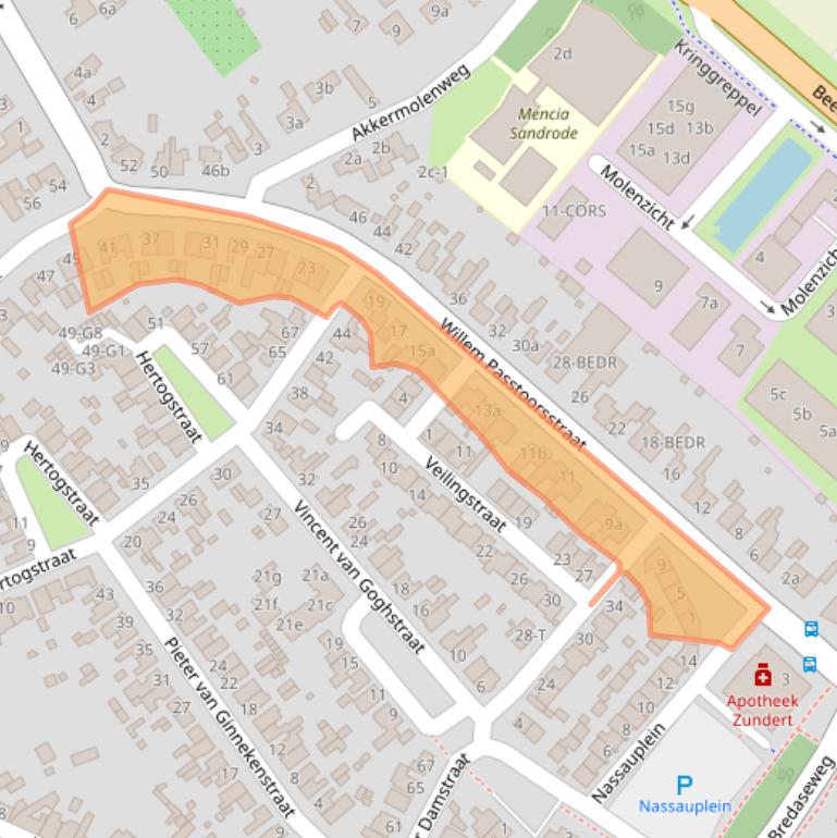 Kaart van postcodegebied 4881BN.