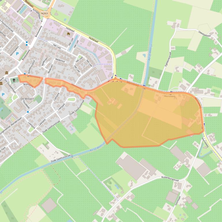 Kaart van postcodegebied 4881DJ.