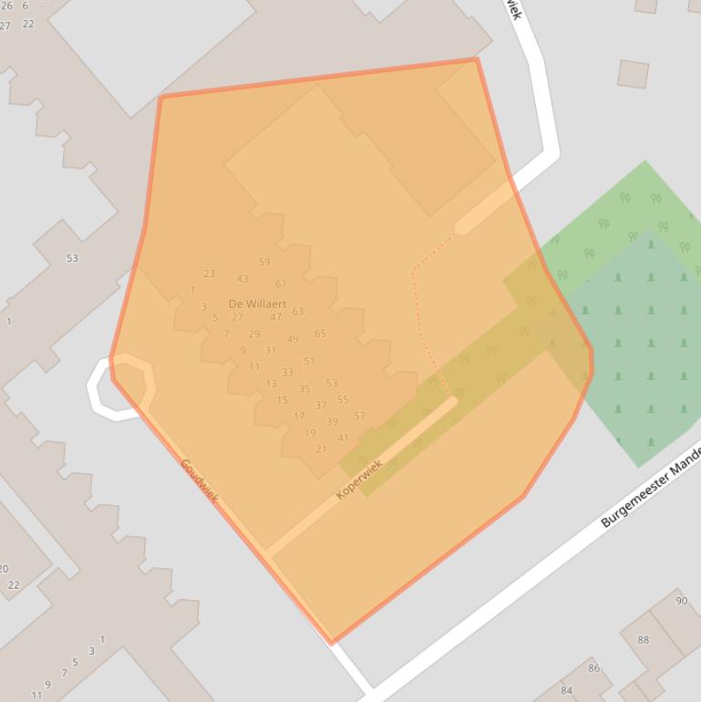 Kaart van postcodegebied 4881DZ.