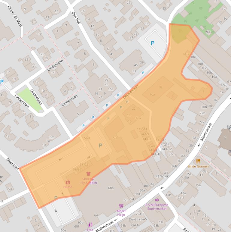 Kaart van postcodegebied 4881KD.