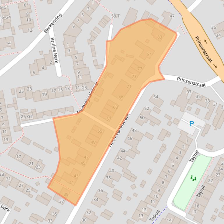 Kaart van postcodegebied 4881VD.