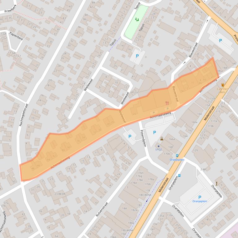 Kaart van postcodegebied 4881VL.