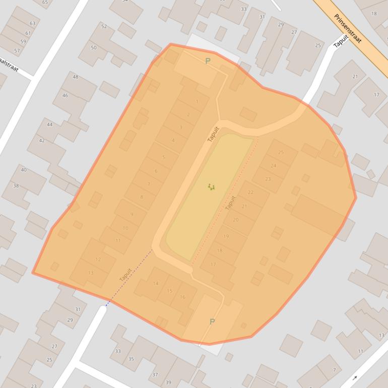 Kaart van postcodegebied 4881VT.