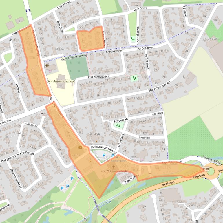 Kaart van postcodegebied 4882BE.