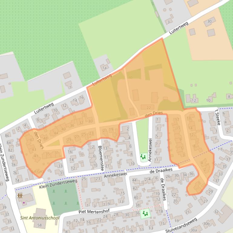 Kaart van postcodegebied 4882BJ.