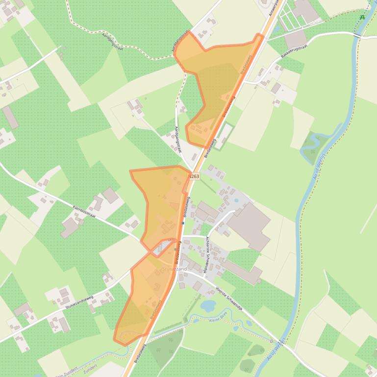 Kaart van postcodegebied 4882DD.