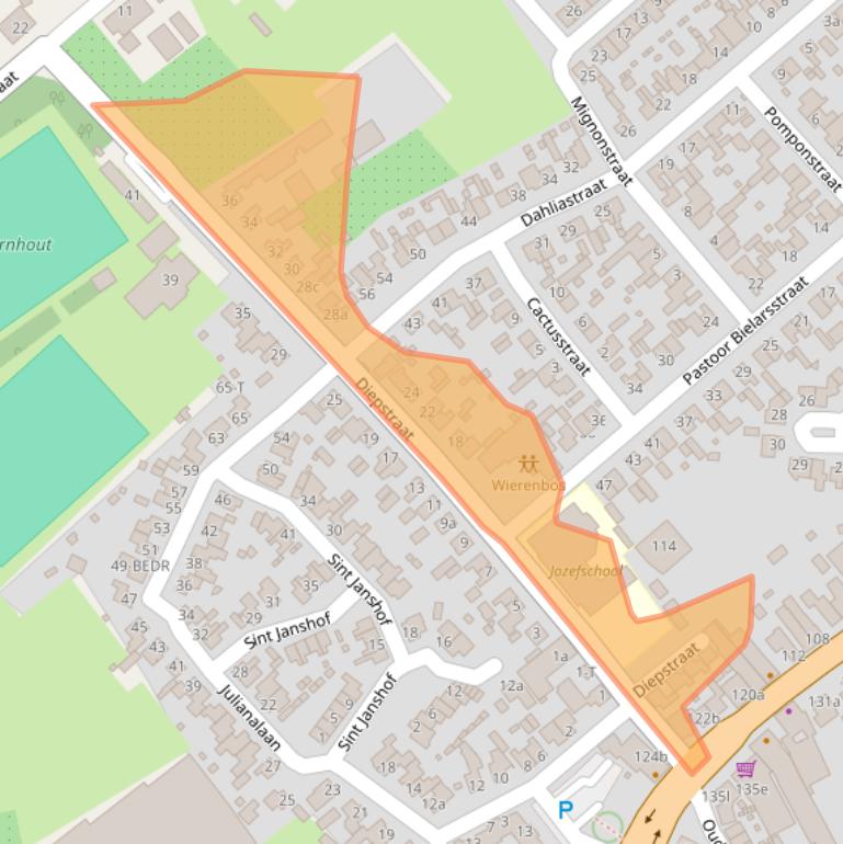 Kaart van postcodegebied 4884AB.