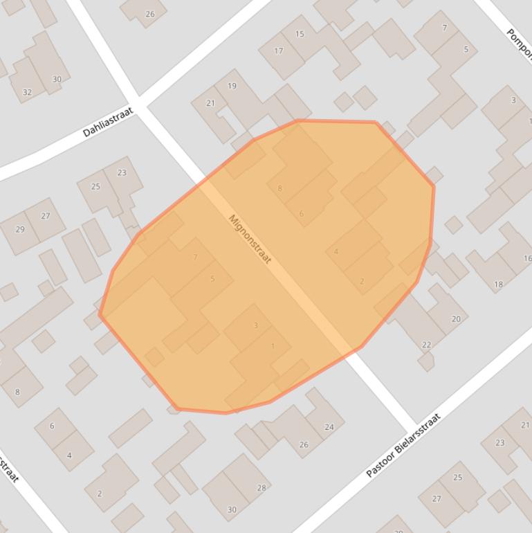 Kaart van postcodegebied 4884AG.