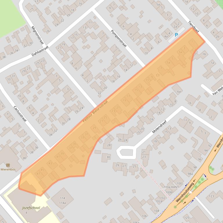 Kaart van postcodegebied 4884AJ.