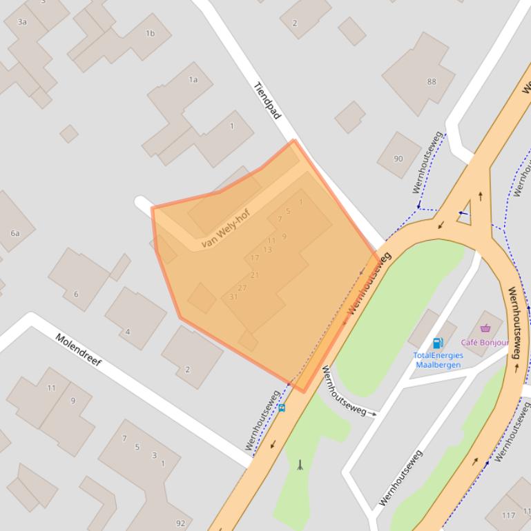 Kaart van postcodegebied 4884AP.