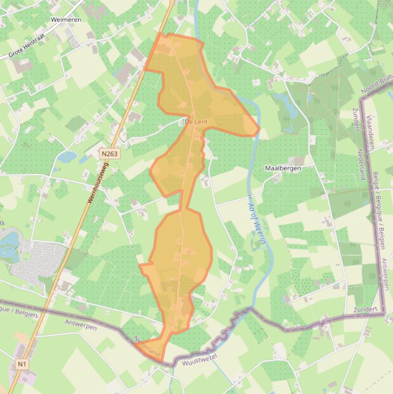Kaart van postcodegebied 4884MN.