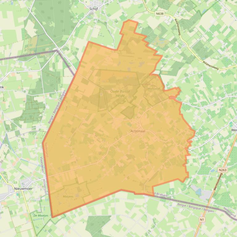 Kaart van postcodegebied 4885.