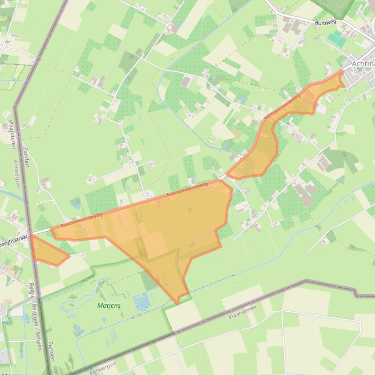 Kaart van postcodegebied 4885KJ.