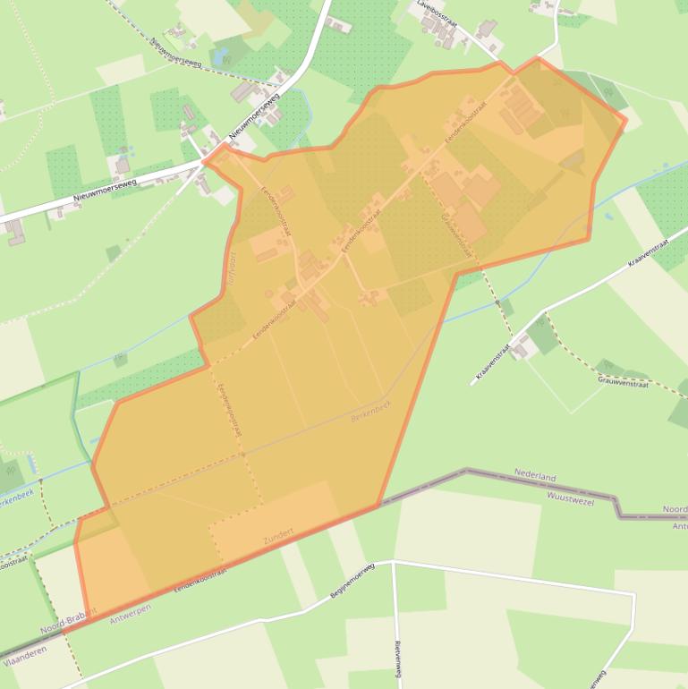 Kaart van postcodegebied 4885KM.