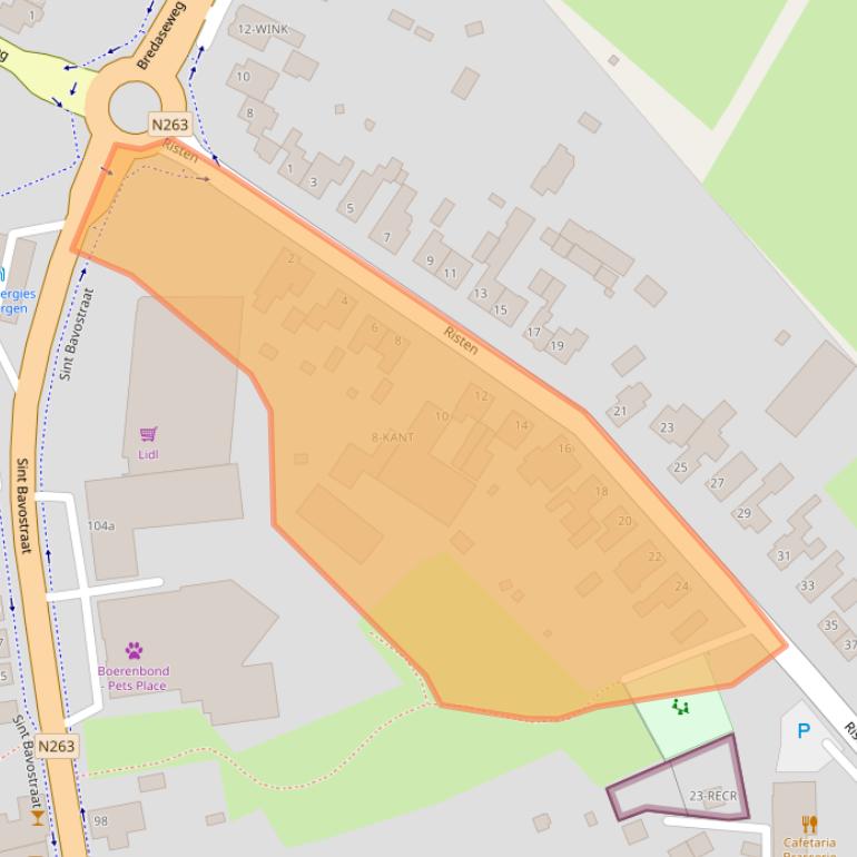 Kaart van postcodegebied 4891BB.