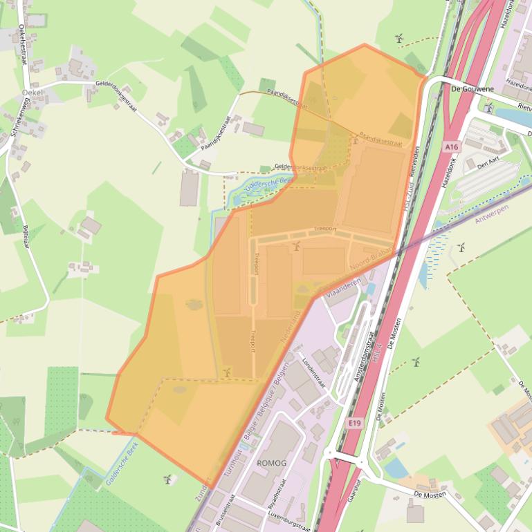 Kaart van postcodegebied 4891PZ.