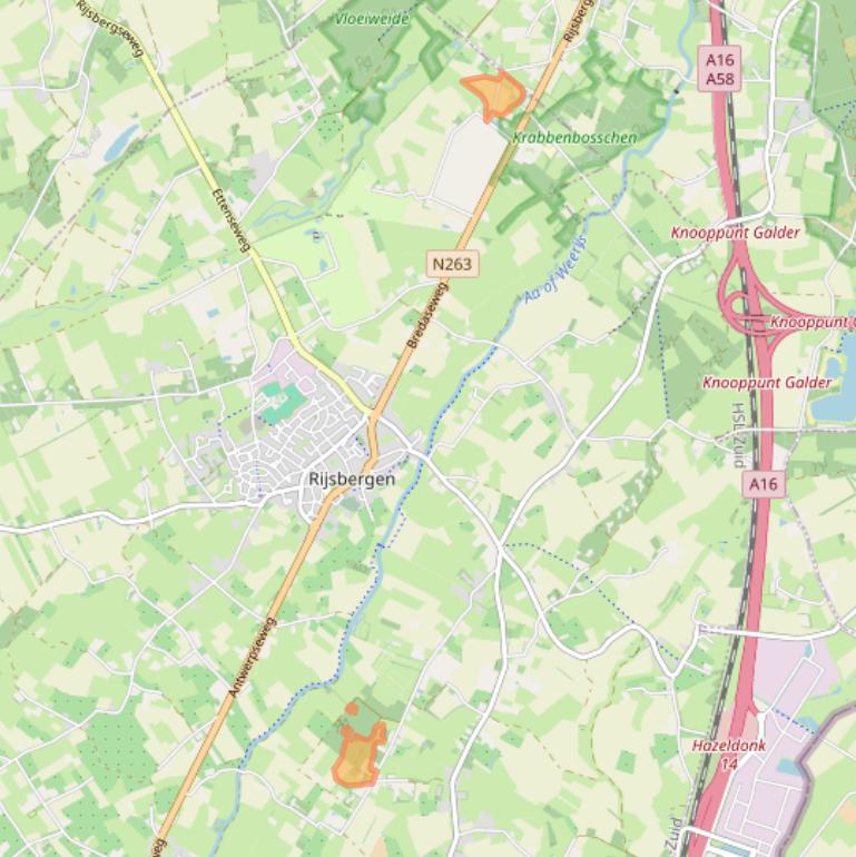 Kaart van postcodegebied 4891SM.