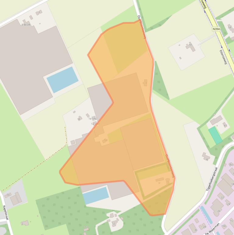Kaart van postcodegebied 4891TB.
