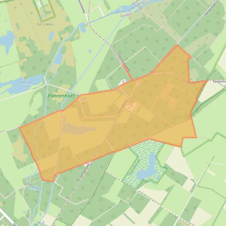 Kaart van postcodegebied 4891TJ.