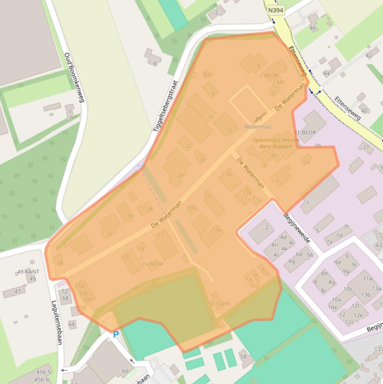 Kaart van postcodegebied 4891TL.