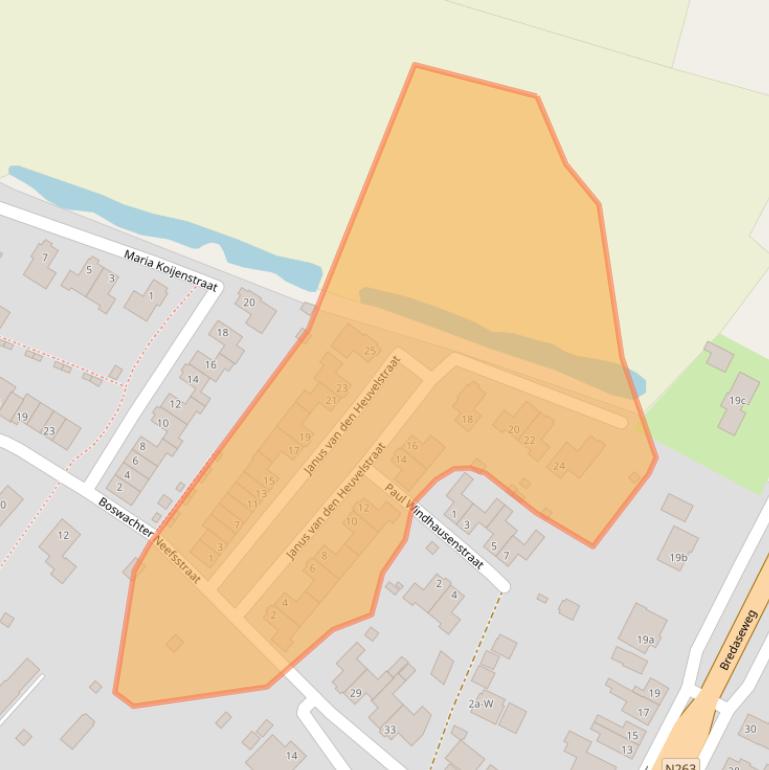 Kaart van postcodegebied 4891WP.