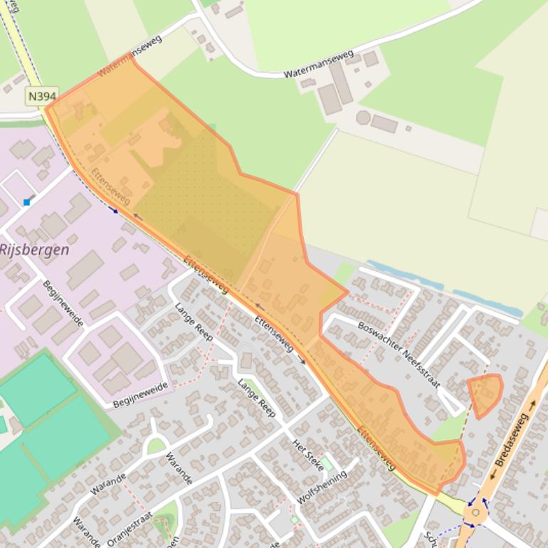 Kaart van postcodegebied 4891XV.