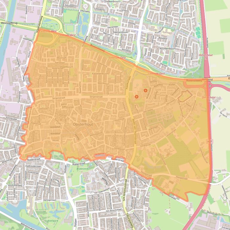Kaart van postcodegebied 4901.
