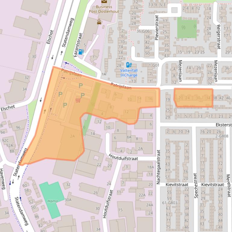 Kaart van postcodegebied 4901AT.