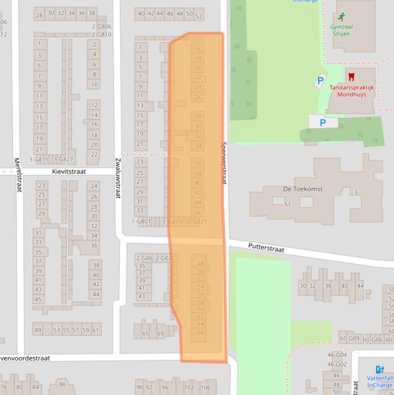 Kaart van postcodegebied 4901AX.