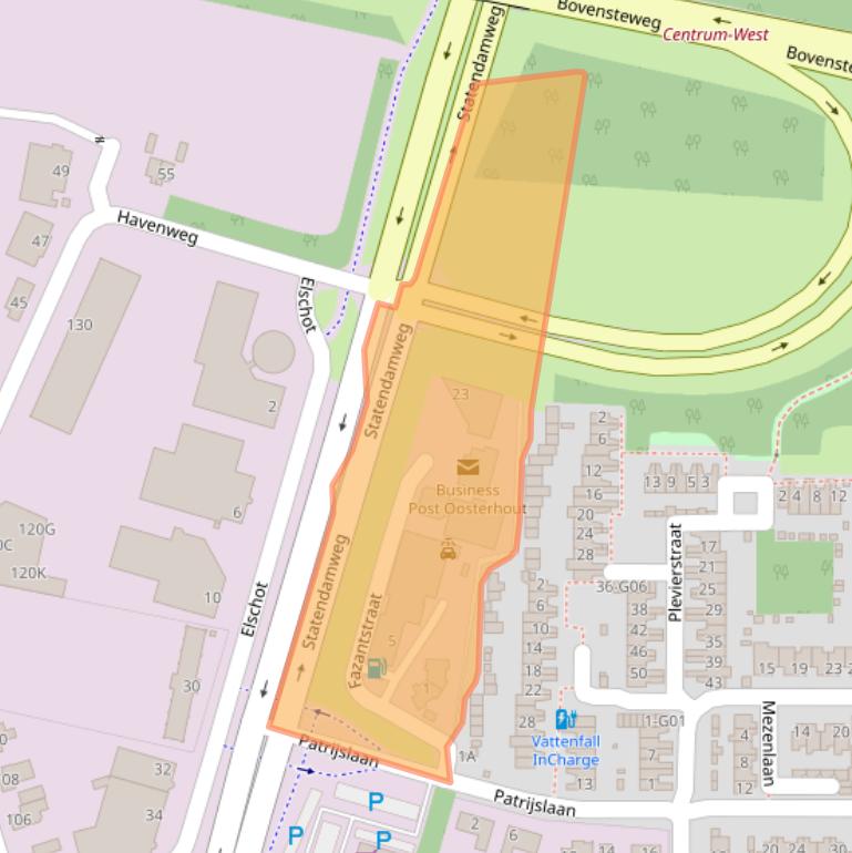 Kaart van postcodegebied 4901AZ.