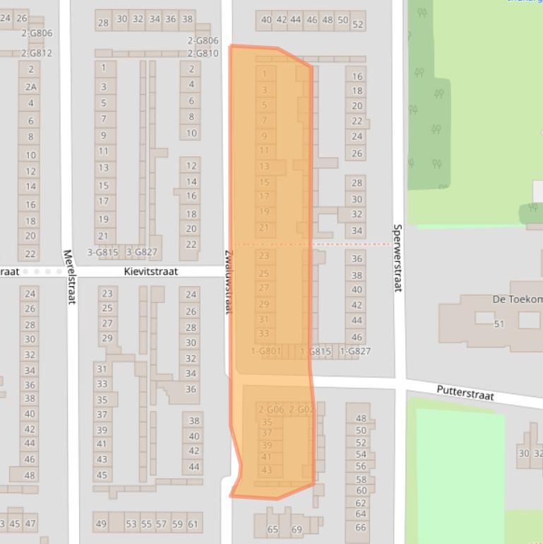 Kaart van postcodegebied 4901BC.