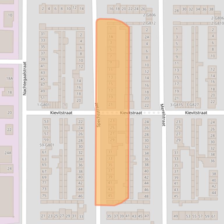 Kaart van postcodegebied 4901BJ.