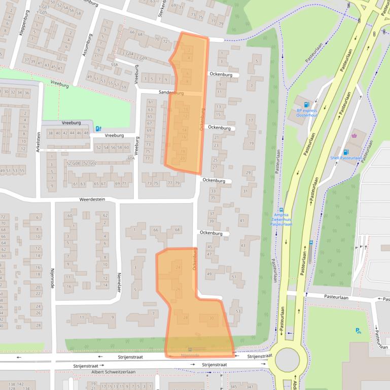 Kaart van postcodegebied 4901CW.