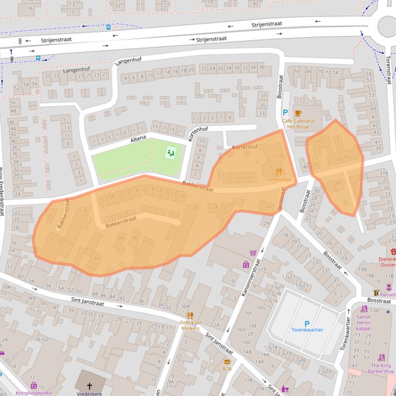 Kaart van postcodegebied 4901EA.