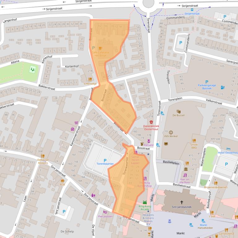 Kaart van postcodegebied 4901EE.