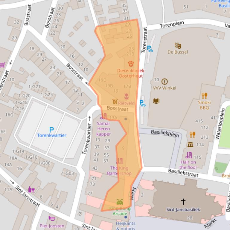 Kaart van postcodegebied 4901EG.