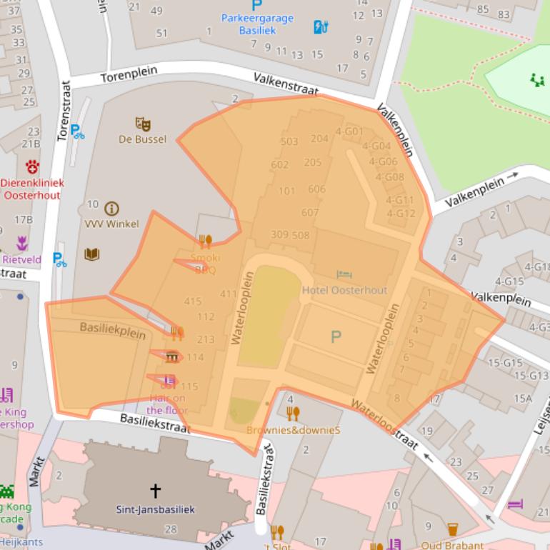 Kaart van postcodegebied 4901EN.