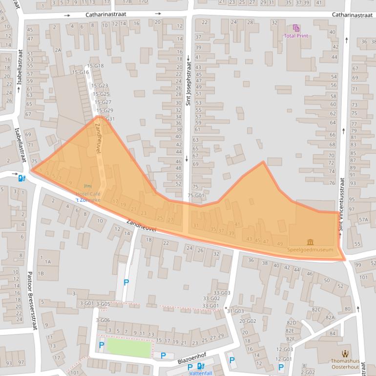 Kaart van postcodegebied 4901HT.
